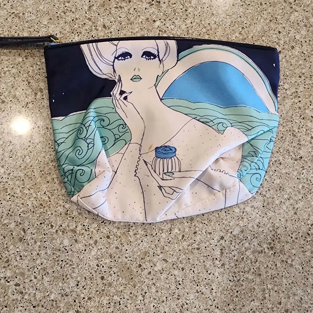 Estee Lauder Art Deco Style Cosmetic Bag Featuring Lady with Perfume Bottle